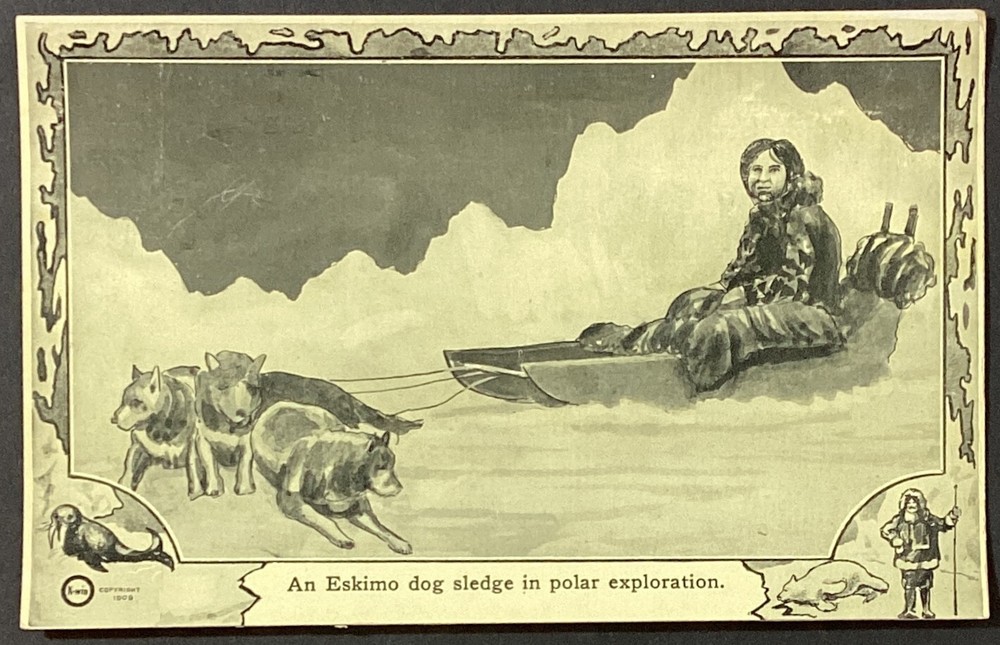 Eskimo Dog Sledge Polar Expedition Vintage 1909 Postcard Unposted