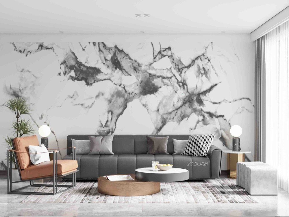 3D Gray White Texture Marble Wall Murals Wallpaper Murals Wall Sticker 4