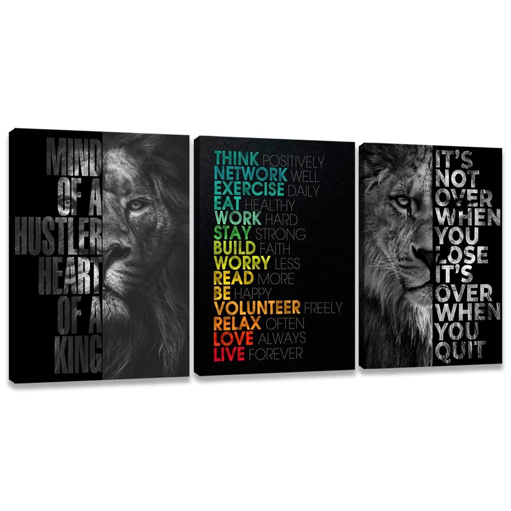 Motivational Black Wall Art Inspirational Canvas Prints for Home Decor