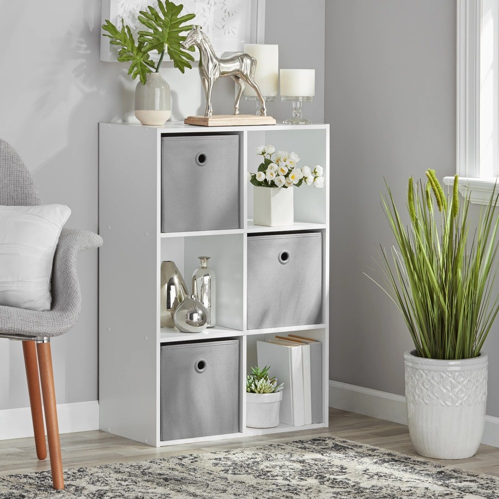 White 11-Inch 6-Cube Storage Organizer for Home Organization
