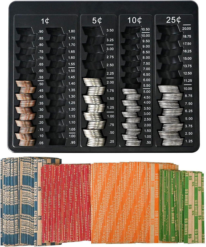 1PCS Black Coin Counter Tray -Change Counter Coin Counting and Sorting Tray with