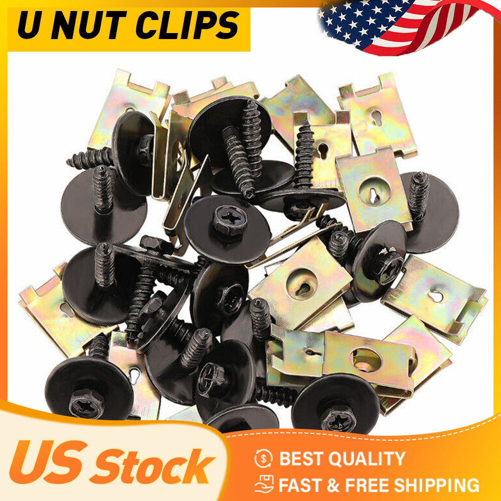40X Metal Car Screw Body Fender Bumper Retainer U Gasket Nut Clips Fastener