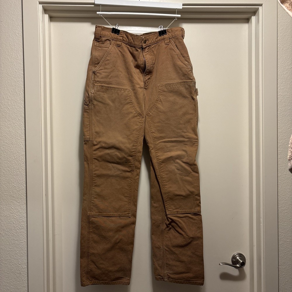 Carhartt Work Pants Mens 33x34 Brown Rugged Flex Relaxed Fit Duck Utility