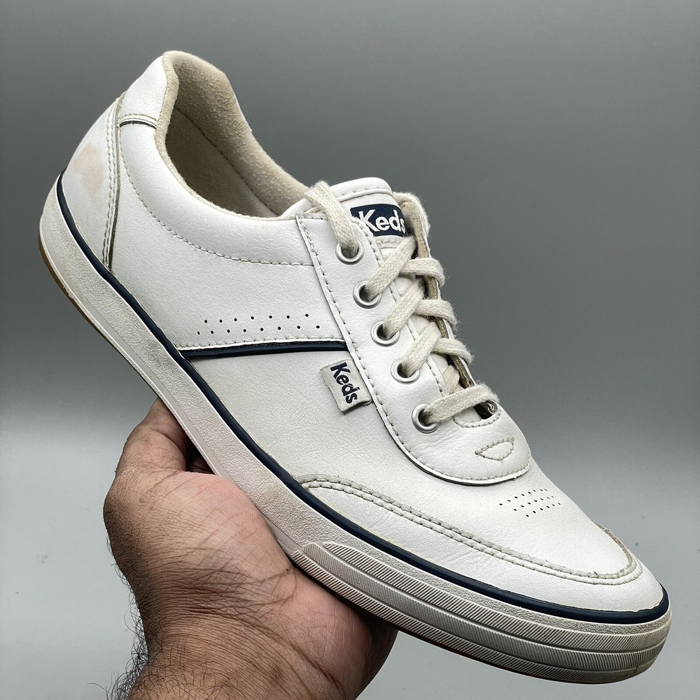 Keds Womens WH64258 Courty Leather  White Blue Sneakers Shoes Casual Size 9.5
