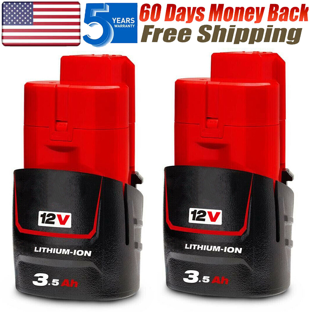 2-Pack Milwaukee M12 LI-ION Extended Capacity Cordless Battery 48-11-2402