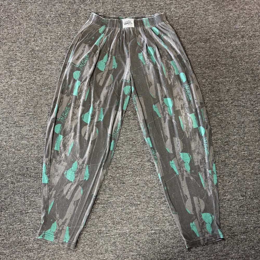 Vintage 90s California Crazee Wear Parachute Baggy Hippie Pants - Sz L Gray