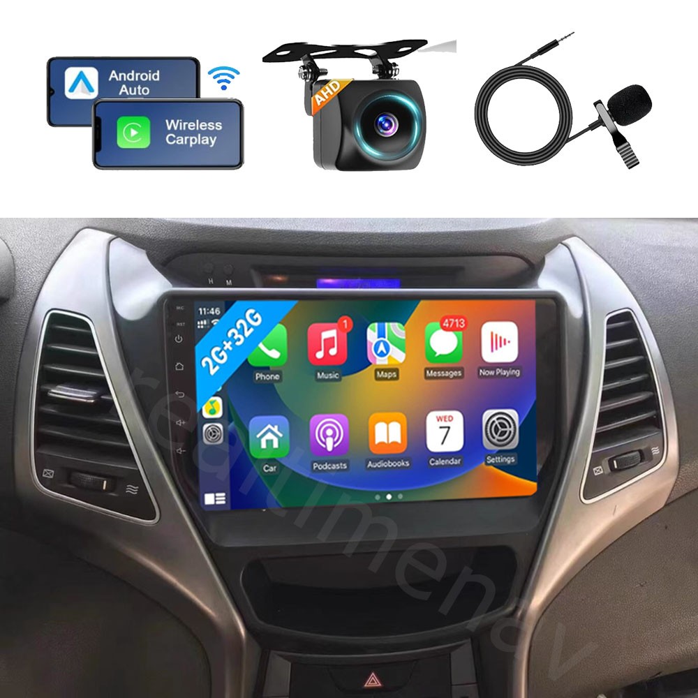 Car Radio for Hyundai Elantra 2014-2016 Stereo Android 13 Wireless Carplay GPS
