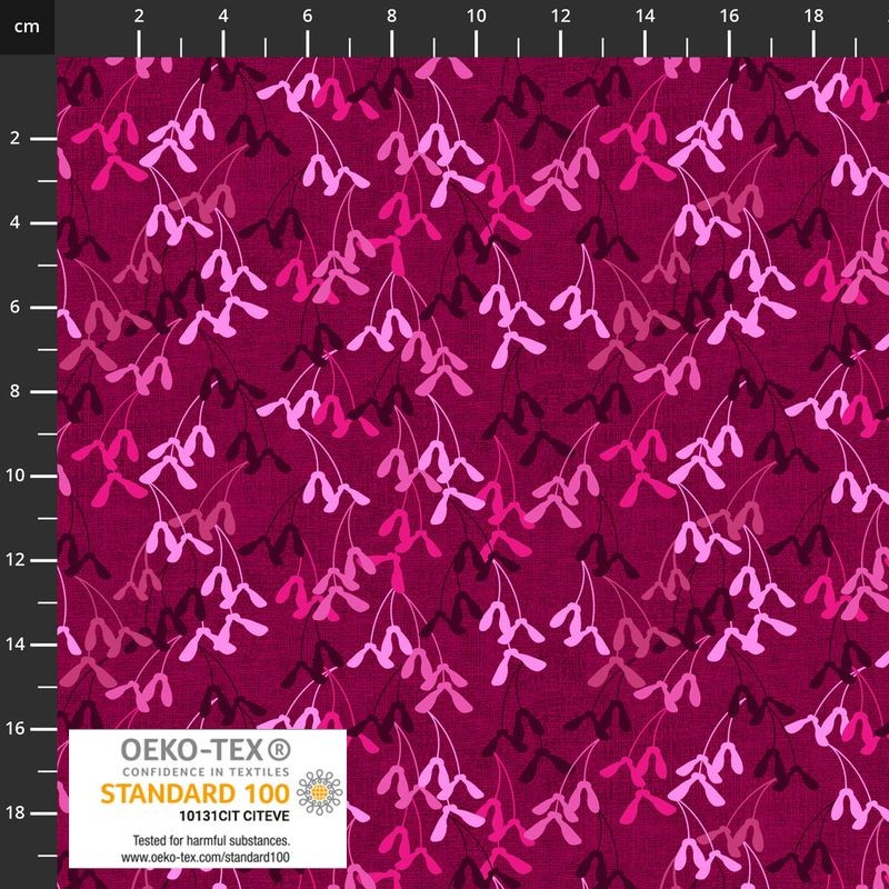 Stof European Quilting Rainbow Maple Seed Pink Cotton Fabric By Yd