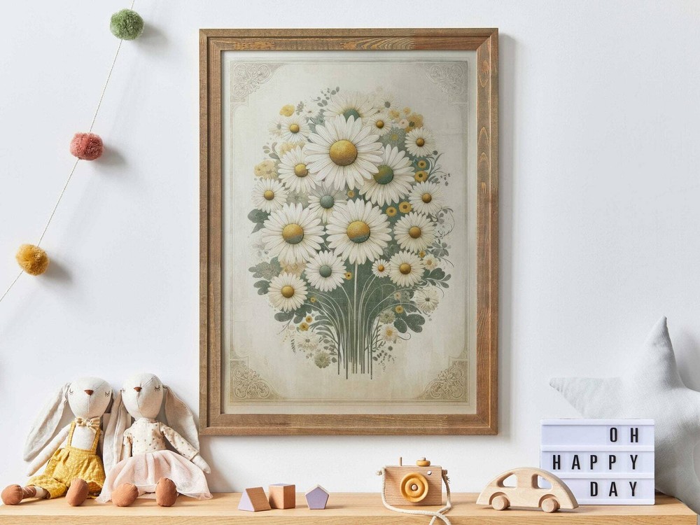 Daisy Flower Print Daisy Bouquet Painting Wildflower Wall Art Floral Kids Room