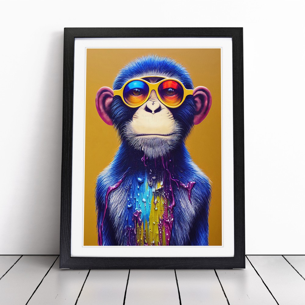 Paint Drip Monkey No.4 Wall Art Print Framed Canvas Picture Poster Decor