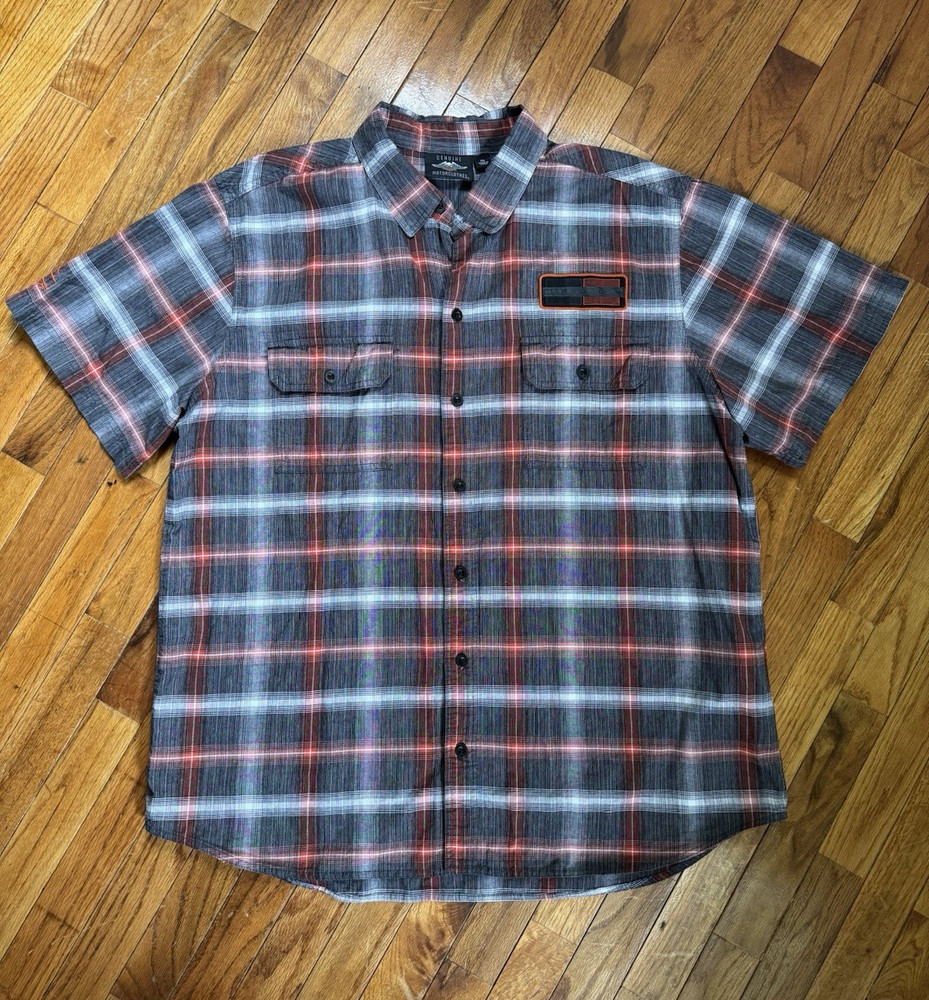 Harley-Davidson Plaid Cotton Short Sleeve Button-Up Shirt w/ Pockets 2XL