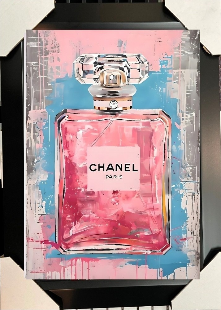 26x38 Coco Chanel No 5 Graffiti Abstract Textured Print Wall Art-image