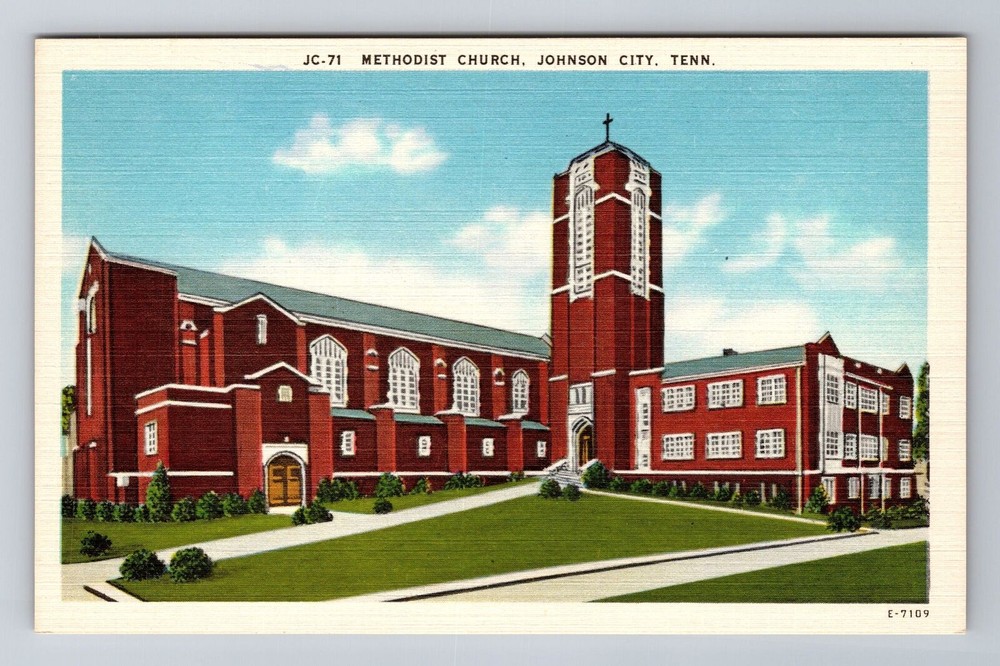 Johnson City TN-Tennessee, Methodist Church, Antique Vintage Souvenir Postcard