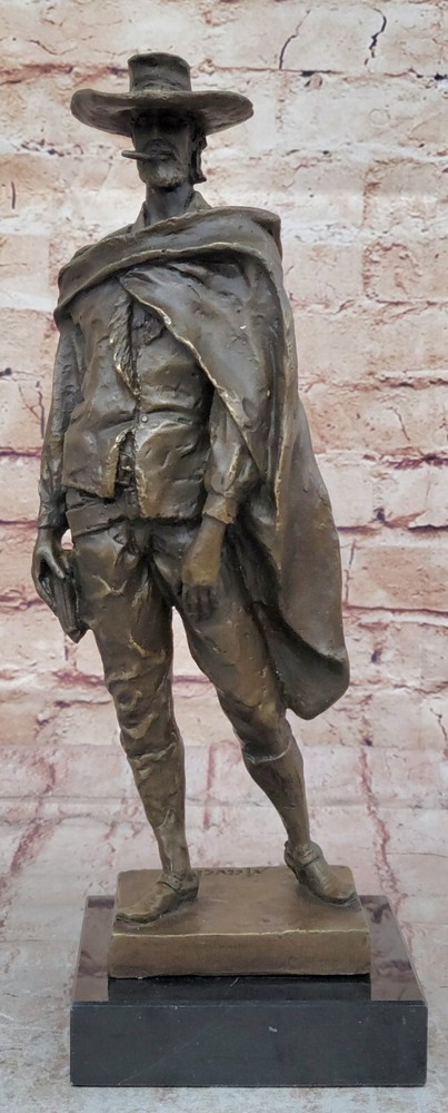 Bronze Vintage Metal Art Sculpture Cowboy Wild West Clint Eastwood Statue Outlaw