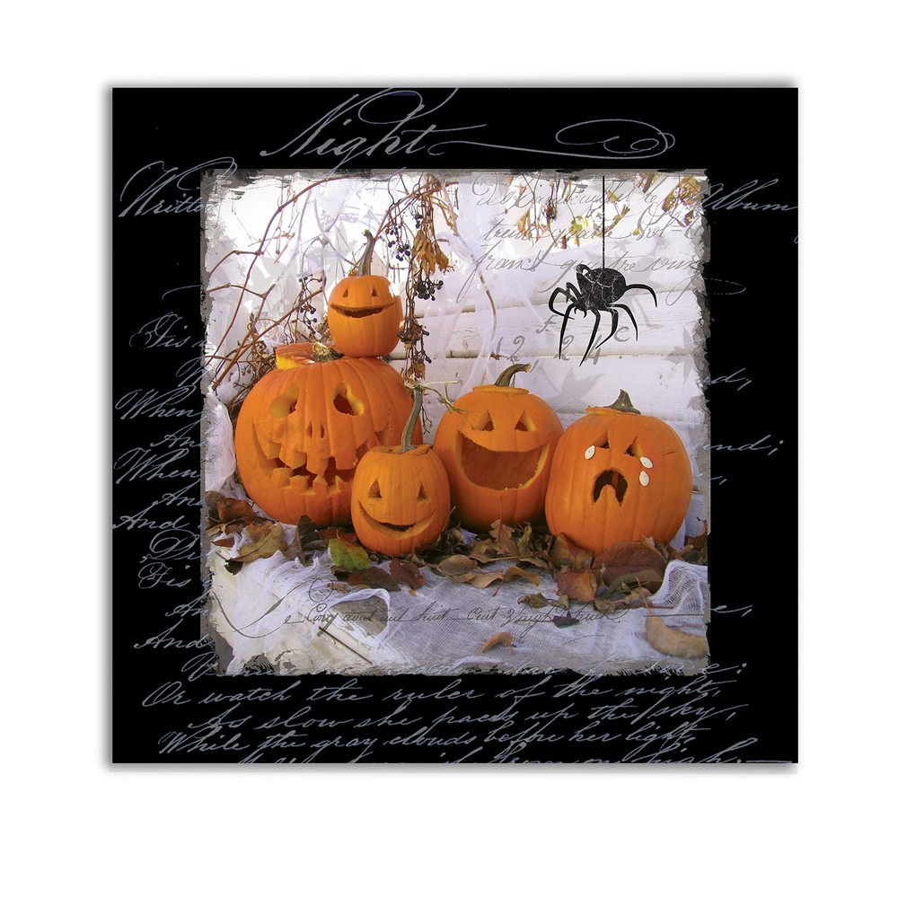 Pumpkin Patch Spider' Gallery Wrapped Canvas Halloween Wall Art, 16x16