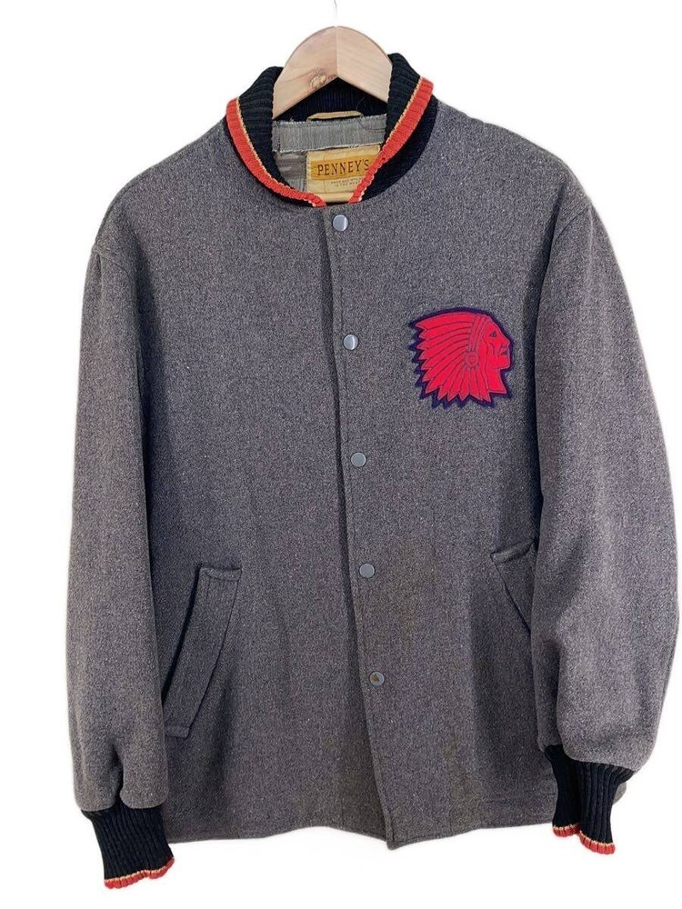 Penney S 50S /Pharaoh/Vintage/Emblem/Tataki/Stadium Jacket/-/Wool/Gry/Plain 3497