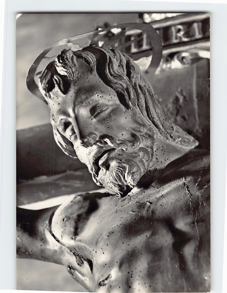 Postcard Donatello Bronze Crucifix Santa Croce Basilica in Florence Italy