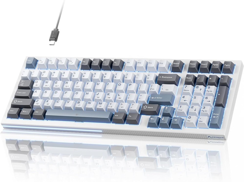 K98SE Mechanical Gaming Keyboard  98 Keys LED Backlit Programmable Keyboar...