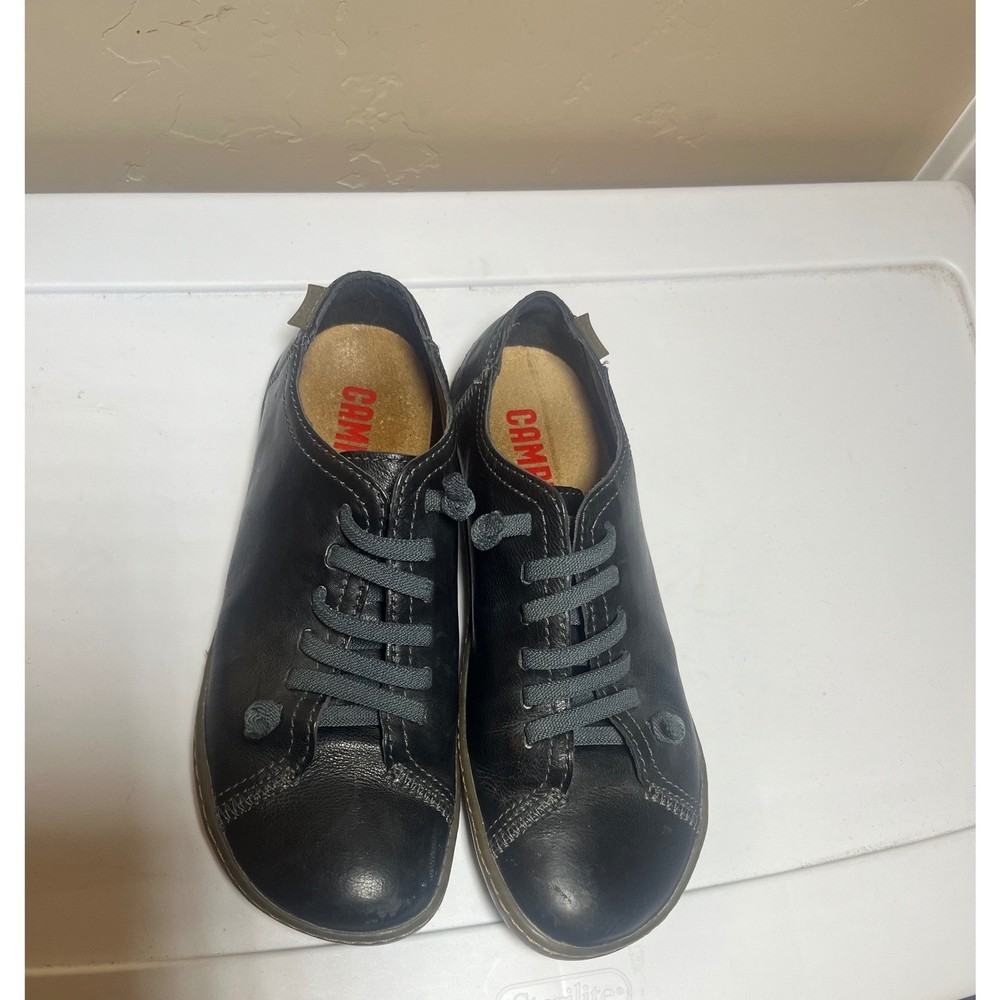 Camper Peu Cami Black Leather Lace Up Comfort Shoes Women Size 37