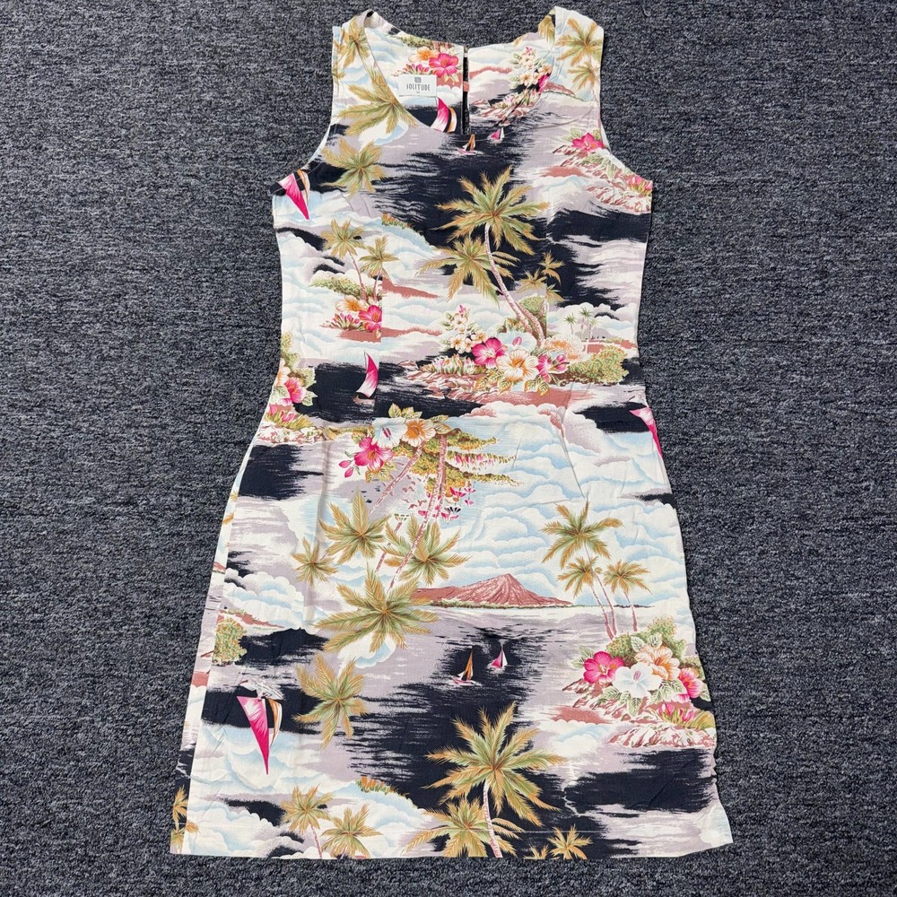Solitude Hawaiian Floral Beach Coastal Cottage Dress Womens - Size M Multicolor