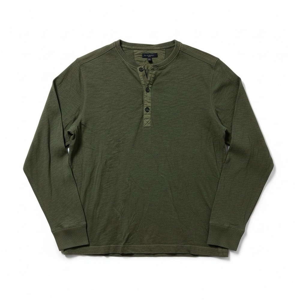 Banana Republic Henley Shirt Long Sleeve Cotton Casual Green Mens XL