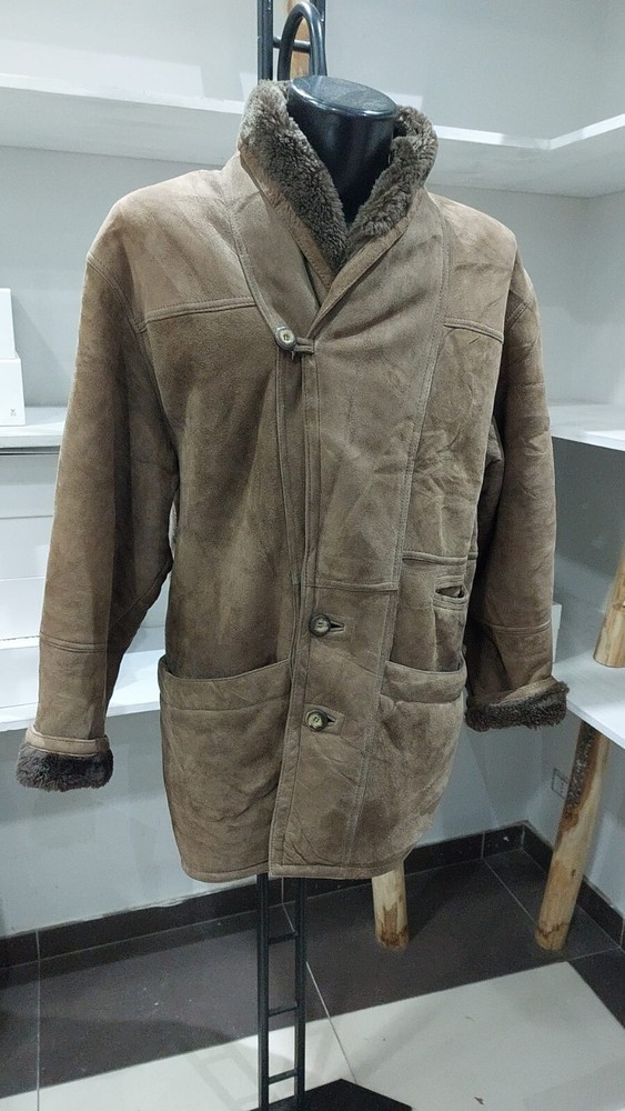 Pre-owned Shearling Sheepskin Coat for Men Brown Size 50 MGC145LZ