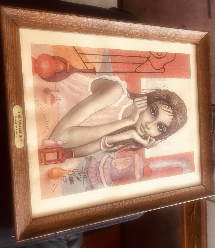 Margaret Keane The Awakening Framed Signed Painting 1962 Woman Portrait