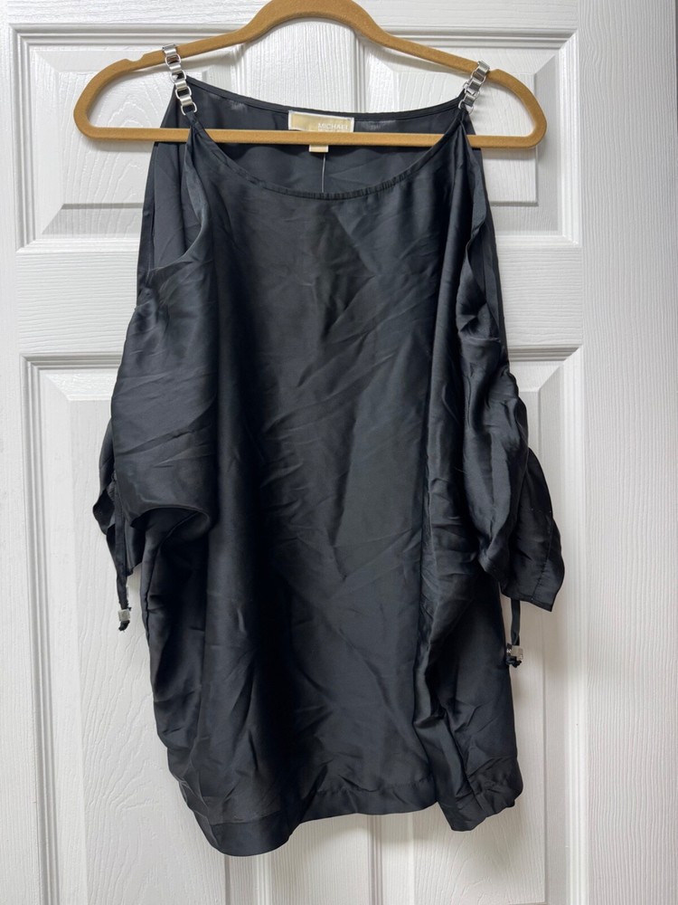 NWT Michael Kors Satin Blouse with Studded Straps Size Large