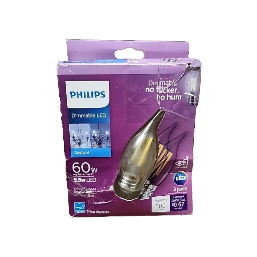 Philips 60w Equivalent Daylight E26 Medium Led Decorative Light Bulb (3-pack)