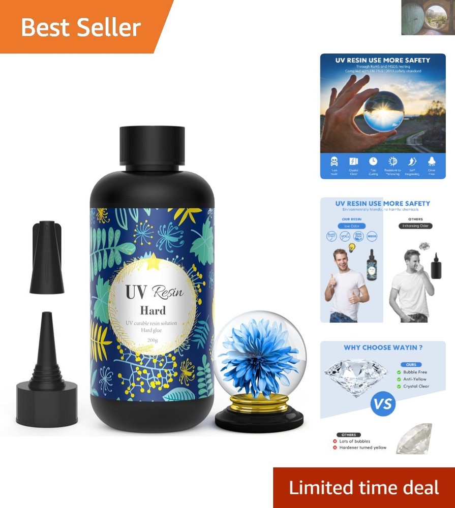 200g Non-Toxic UV Resin for DIY Jewelry - Crystal Clear Fast Curing Craft Resin