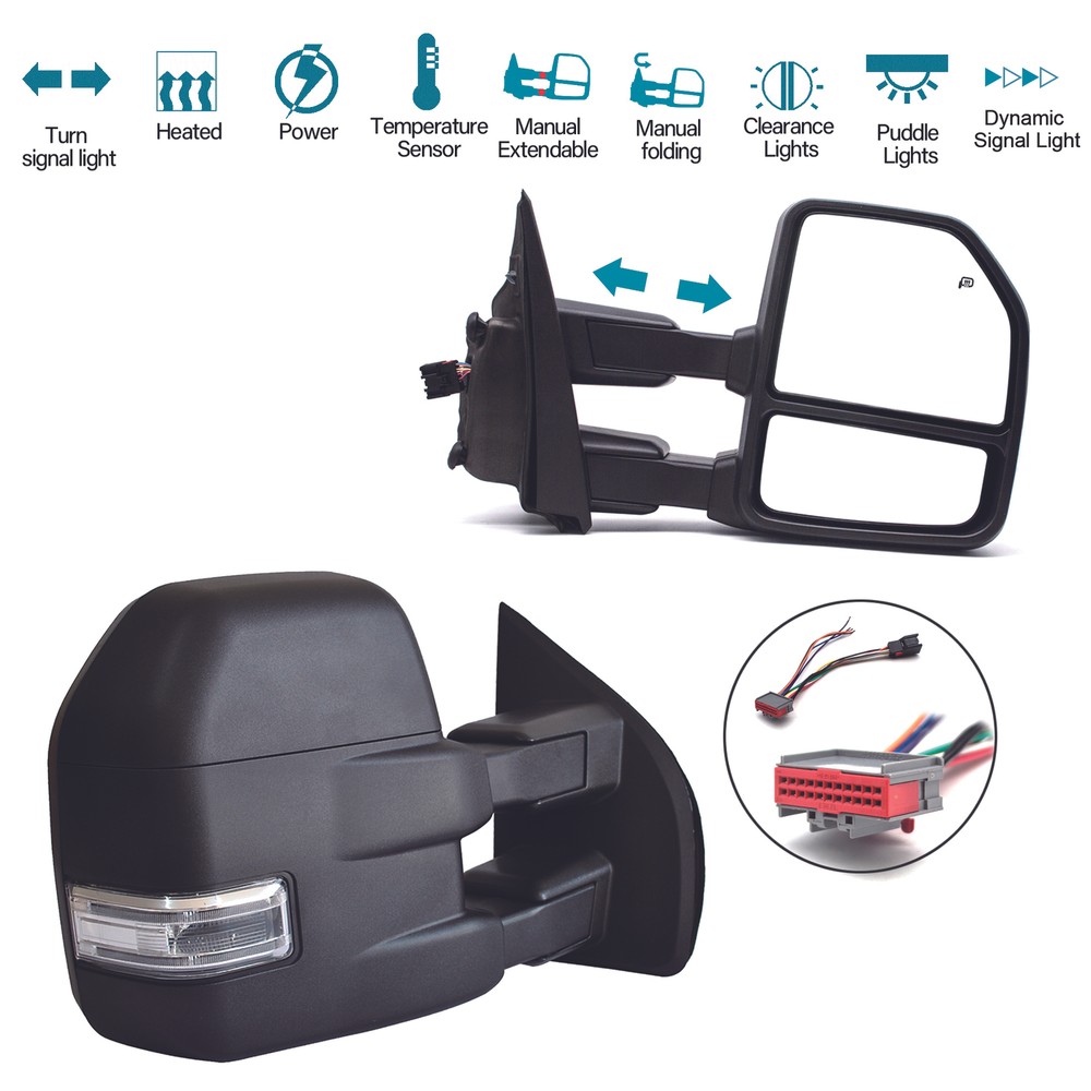 Power-Heated Towing Mirrors with Dynamic Signal Sensor for 2016-2017 Ford F-150  