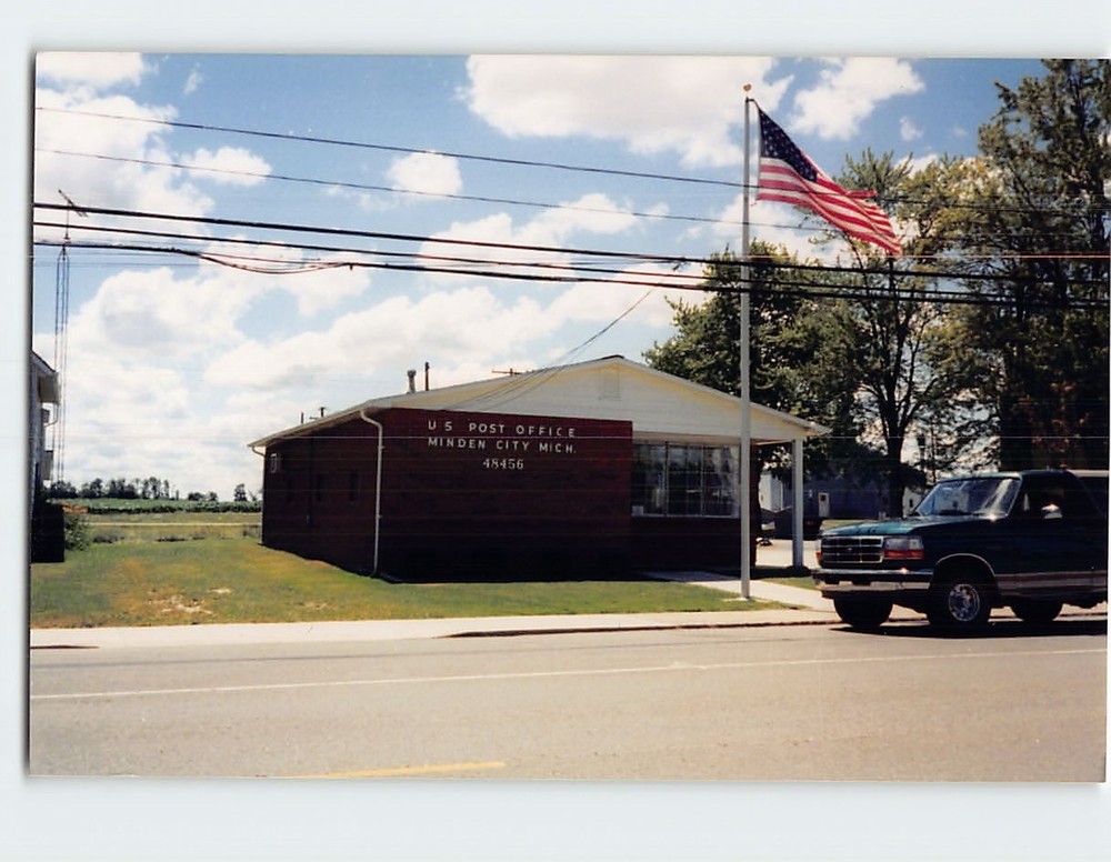 Postcard US Post Office Minden City Michigan USA