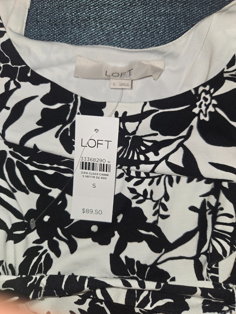 Ann Taylor Loft Navy Floral Belted Midi Sun Dress NWT