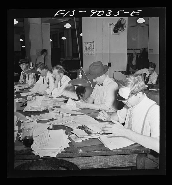 New York New York 1942 New York Times Newsroom Copy Readers Telegraph Desk