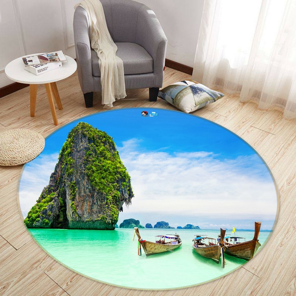 3D Sea Mountain Boat NAO4205 Game Rug Mat Elegant Photo Carpet Mat Fay