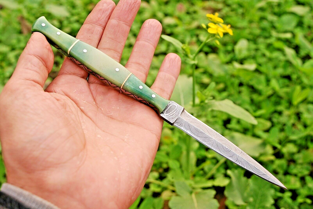 Custom HandMade Hunting Boot Knife Hand Forged Damascus Steel Blade 1383