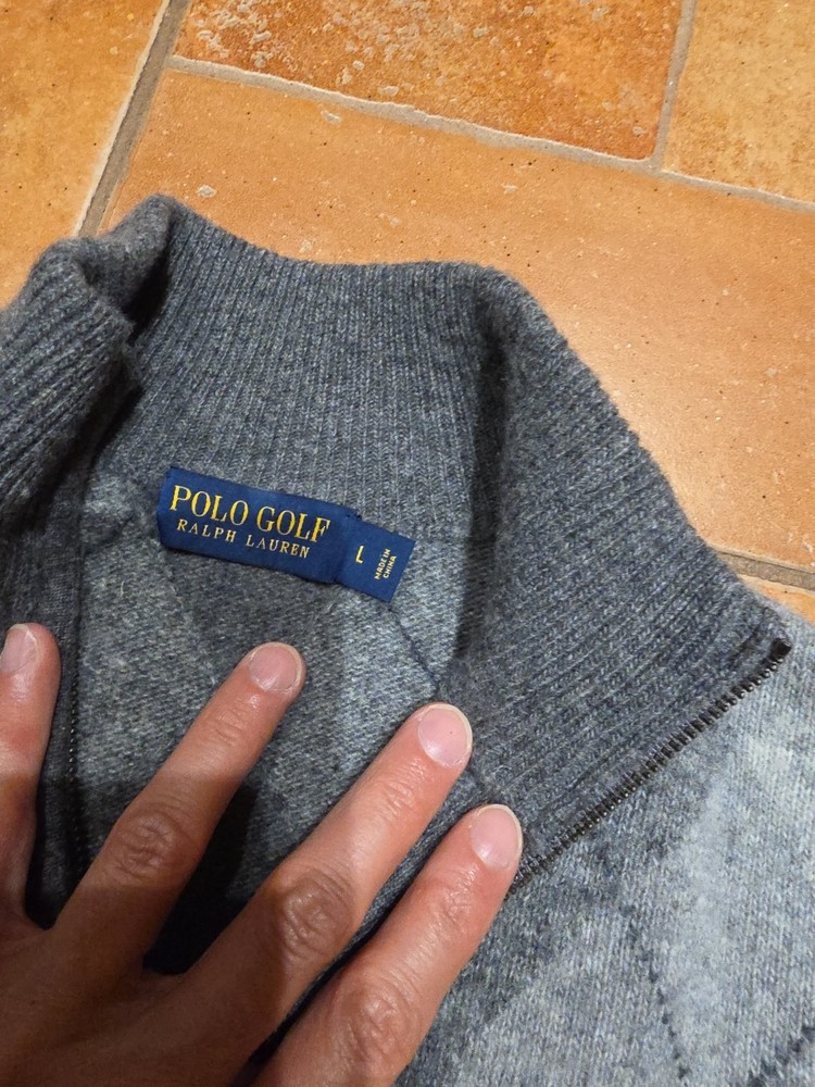 Polo Golf Ralph Lauren Sweater Mens Large Navy Blue Merino Wool V Neck Pullover