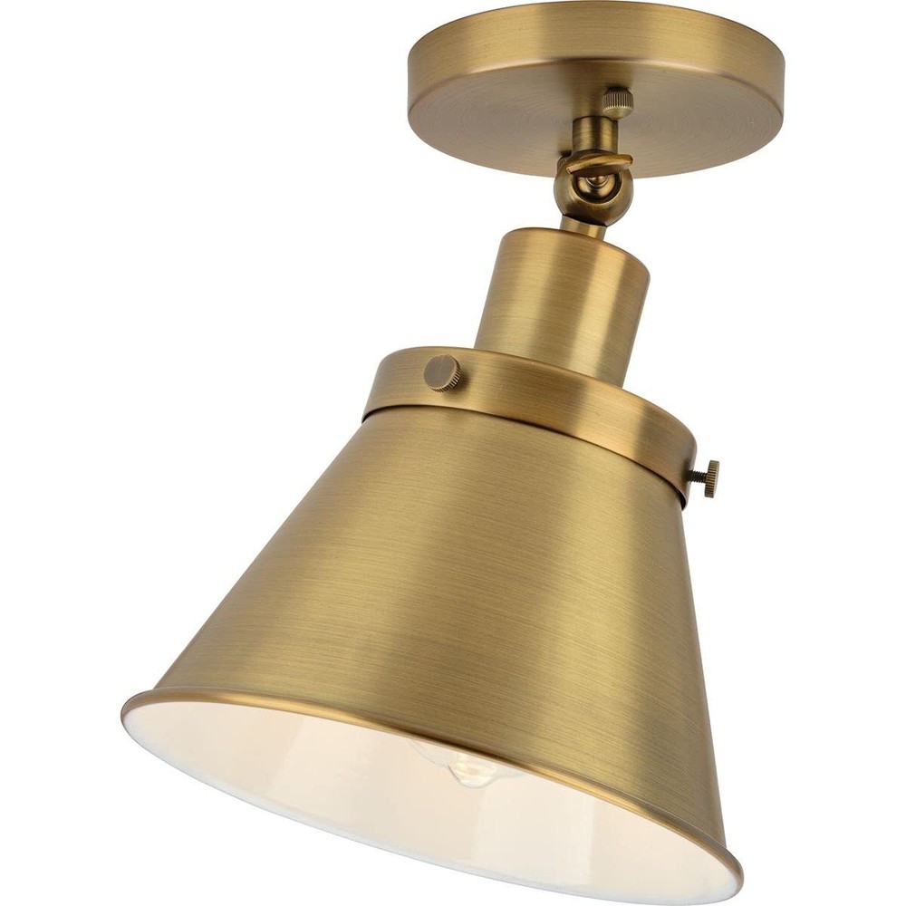 Hinton 8 Inch Brass Semi-Flush Ceiling Light Fixture by Progress Lighting P350199