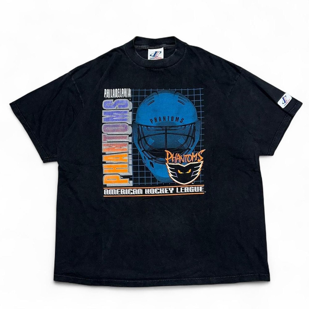 Rare vintage 1990s Logo Athletic Philadelphia Phantoms AHL big graphic black tee