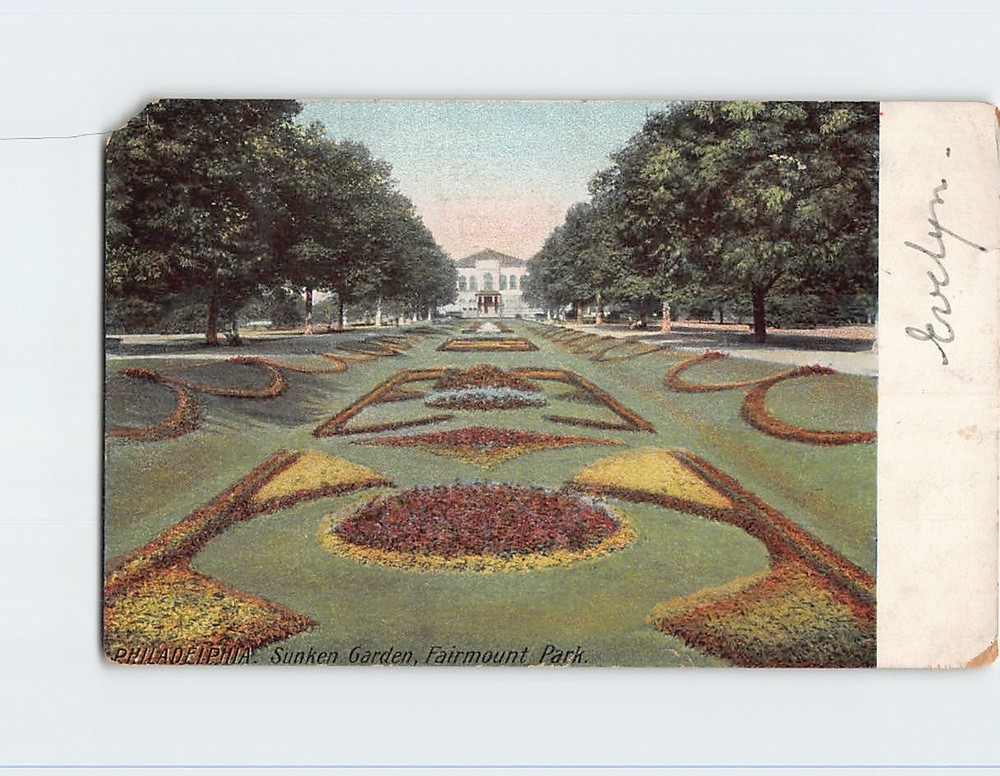 Postcard Sunken Garden Fairmount Park Philadelphia Pennsylvania USA