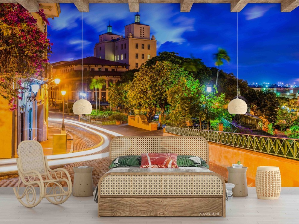 3D City Street Night View Wall Murals Wallpaper Murals Wall Sticker