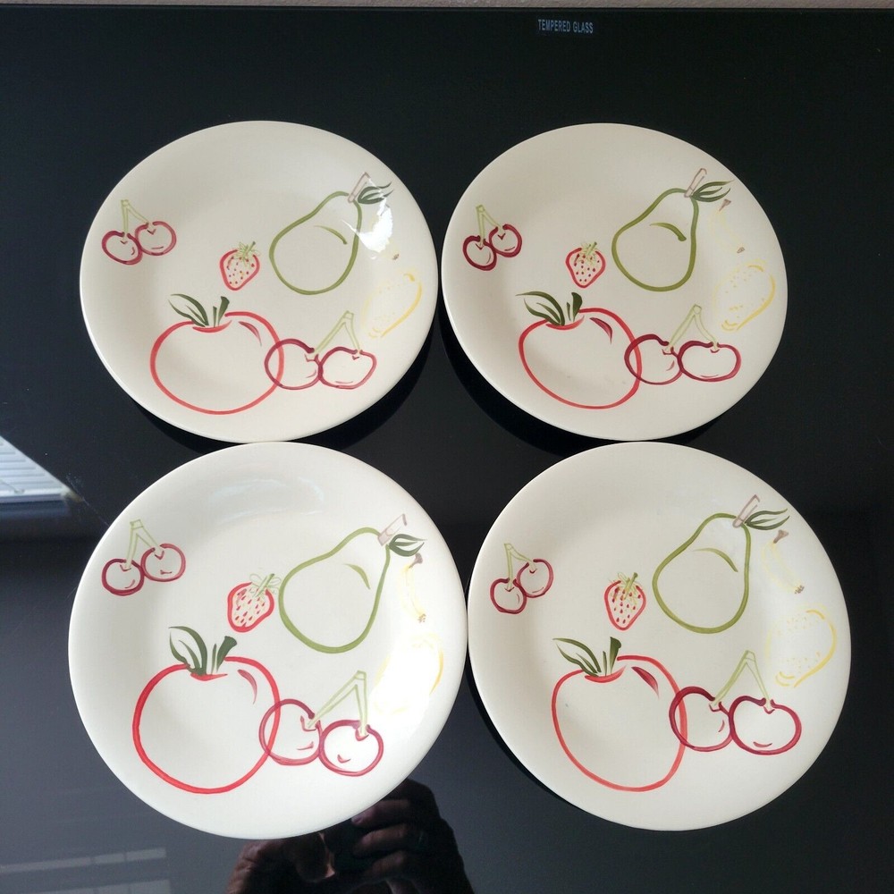 Whole Home Hand Painted Fruit Salad or Dessert Plates Set of 4