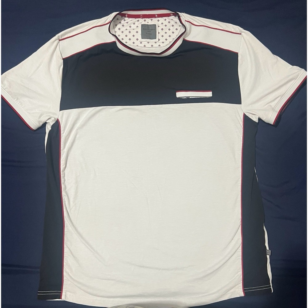 Asher Jones Colorblock Crew Neck Short Sleeve T-Shirt White Black Red XL