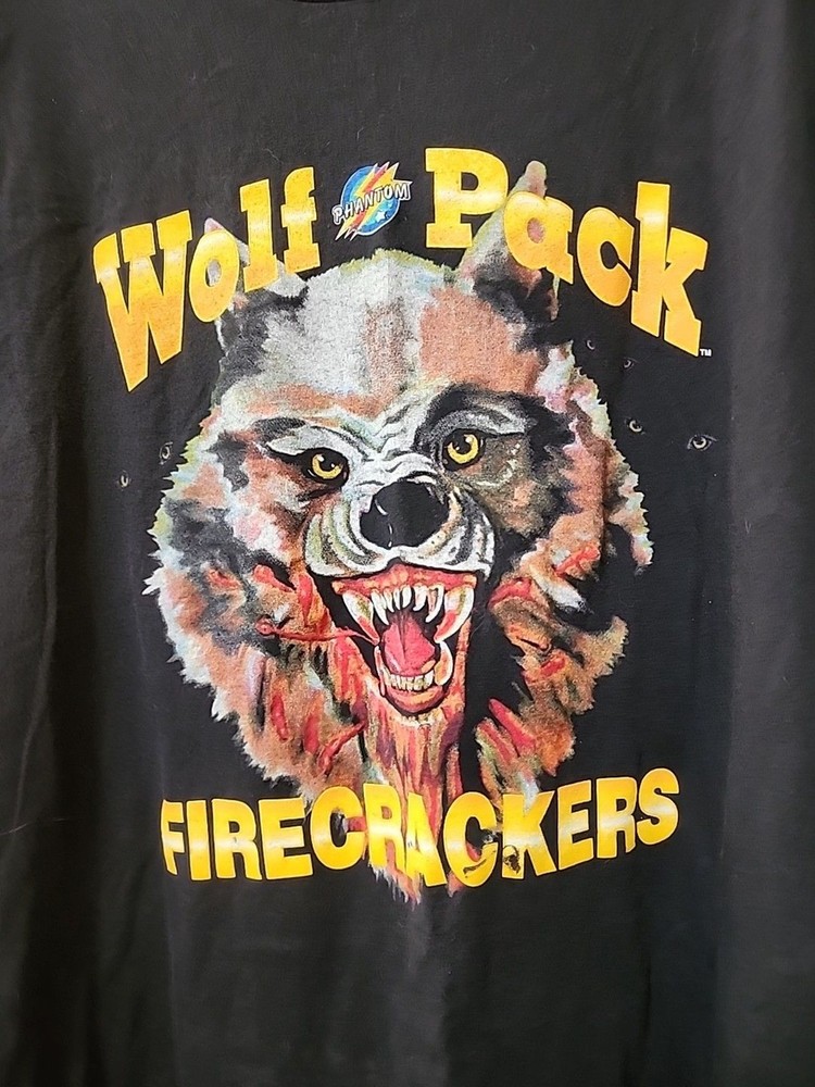 vintage 90's single stitch Wolf Pack Firecrackers t-shirt 2XL graphic CR50 Nice