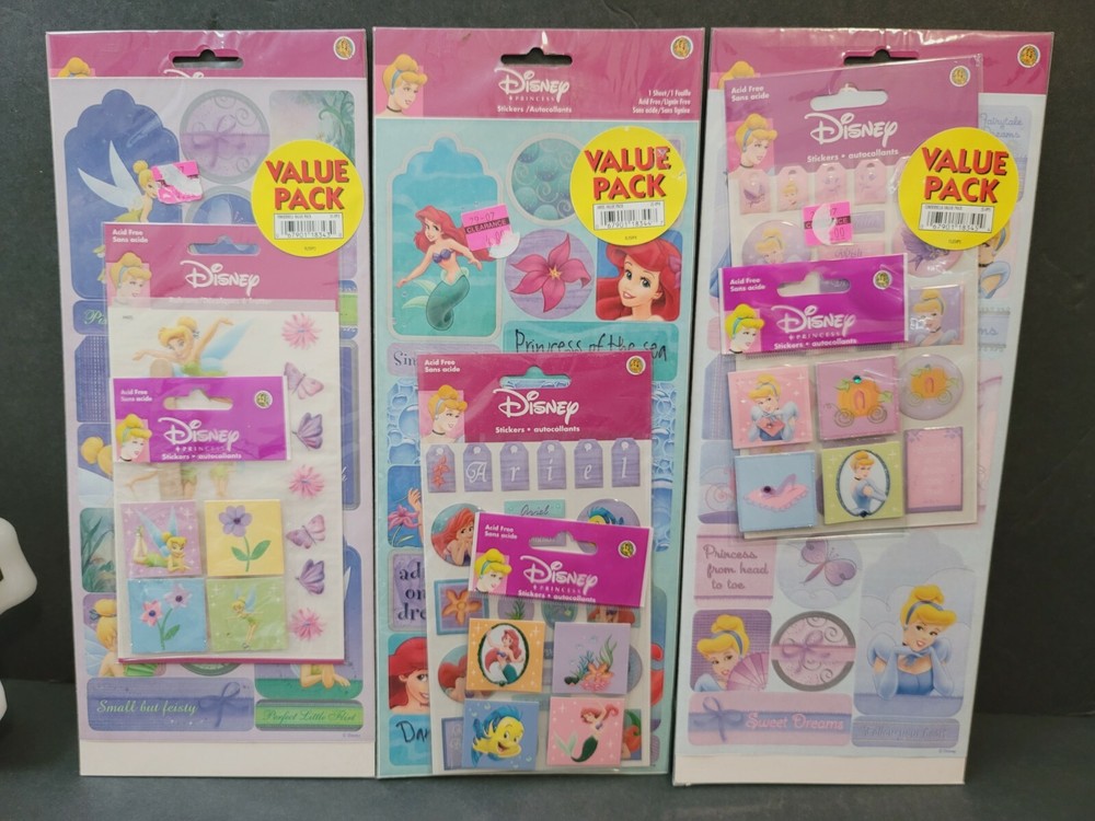 VTG LOT SandyLion Stickers Value Pack DISNEY PRINCESS Scrapbooking Acid Free 90s-image