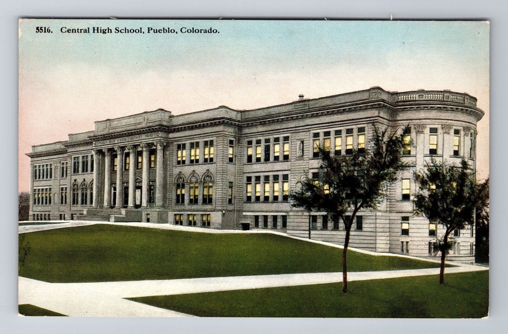 Pueblo CO-Colorado, Central High School Building, Antique Vintage Postcard