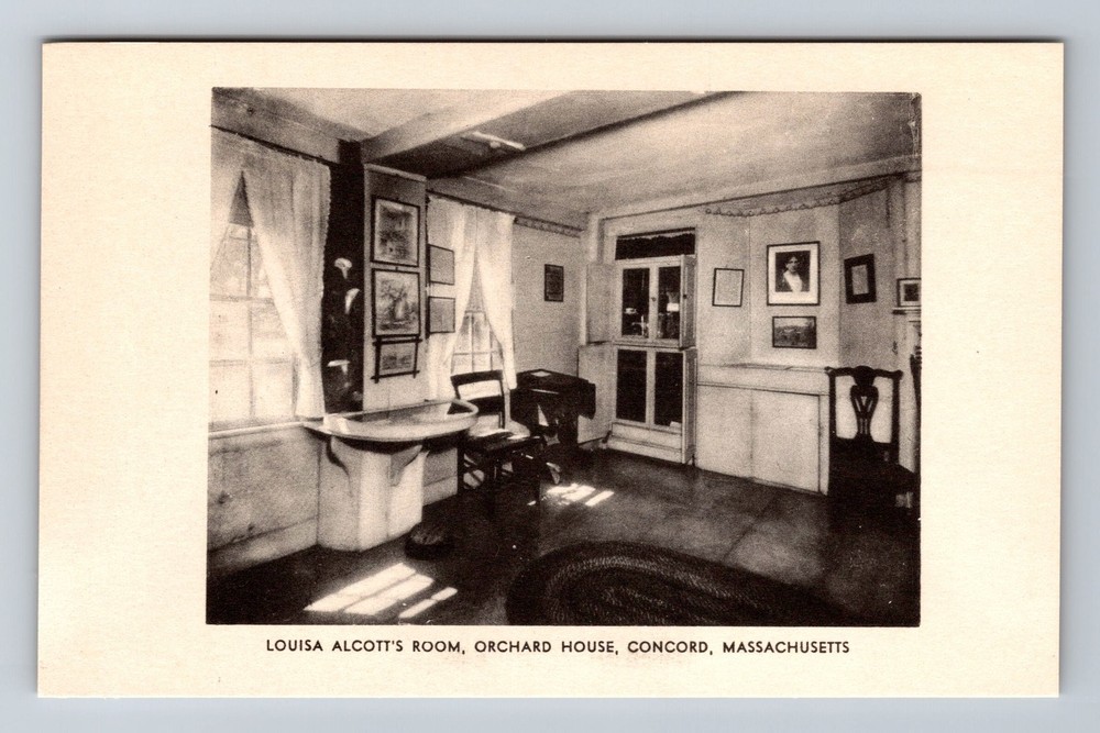 Concord MA-Massachusetts Orchard House Louisa Alcott's Room Vintage Postcard