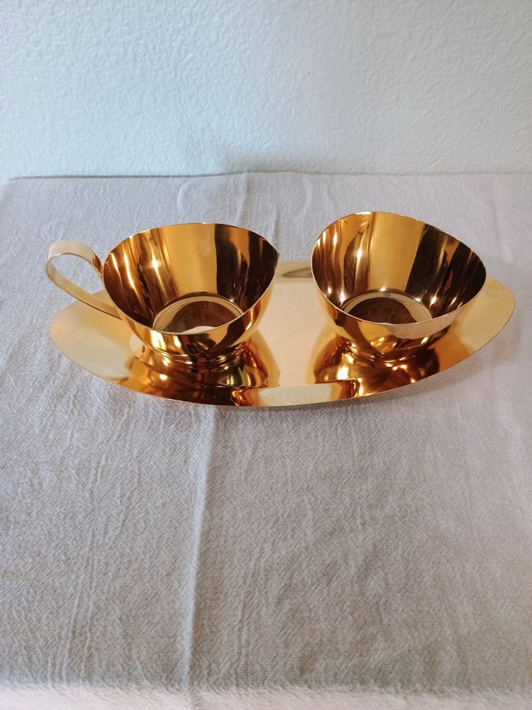 Lifetime Paul Revere Cream, Sugar & Tray Set  24 KT Gold Electroplate