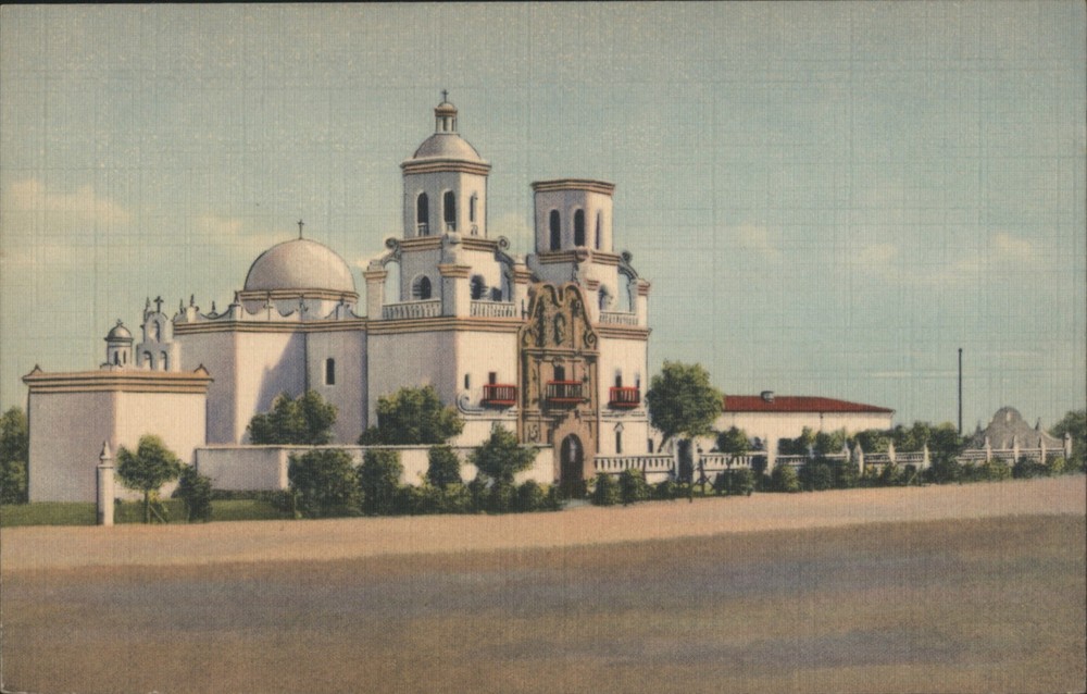 Tucson, Arizona AZ Old Mission, San Xavier del Bac Teich Vintage Postcard