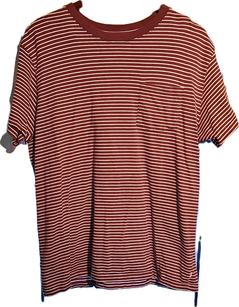 Katin Men's Red White Striped Pocket Crew Neck Short Sleeve Cotton T-Shirt XL